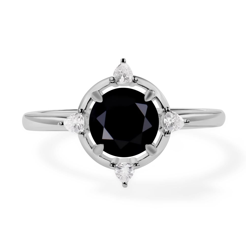 Black Stone North Star Engagement Ring - LUO Jewelry #metal_platinum