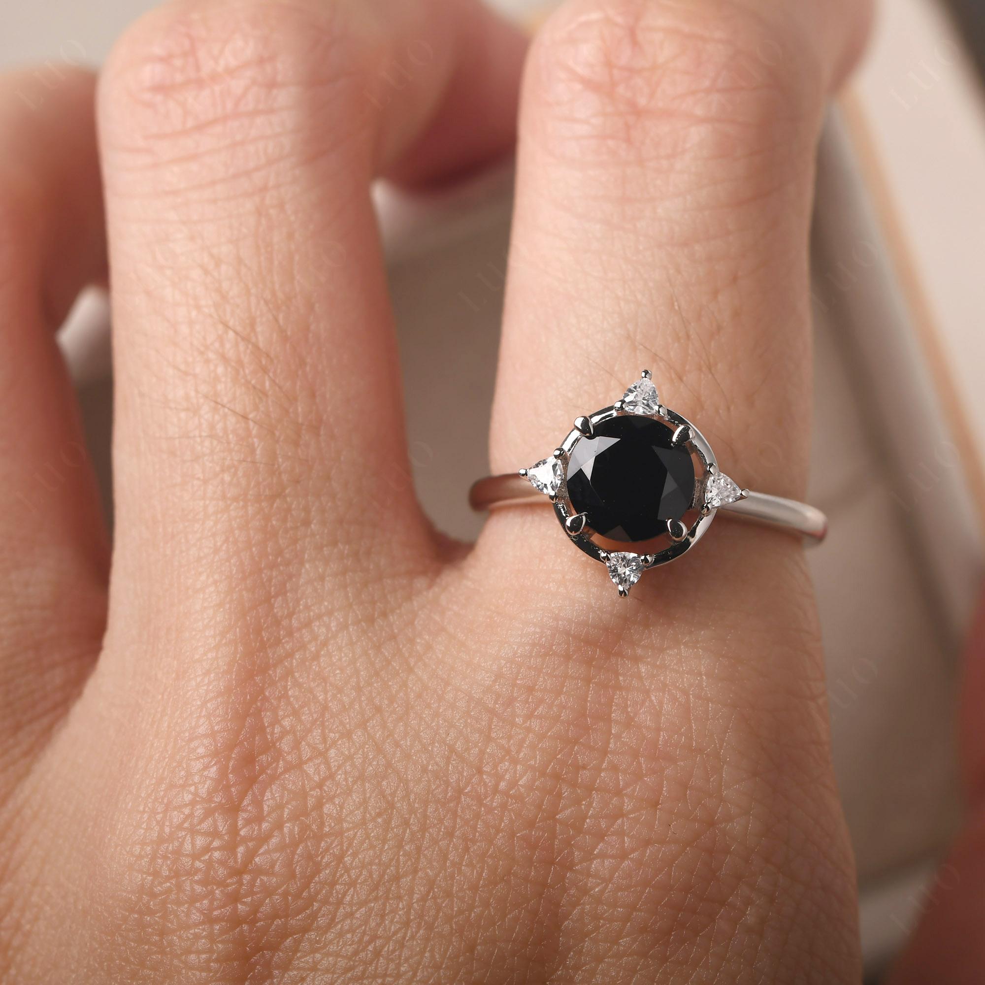 Black Stone North Star Engagement Ring - LUO Jewelry