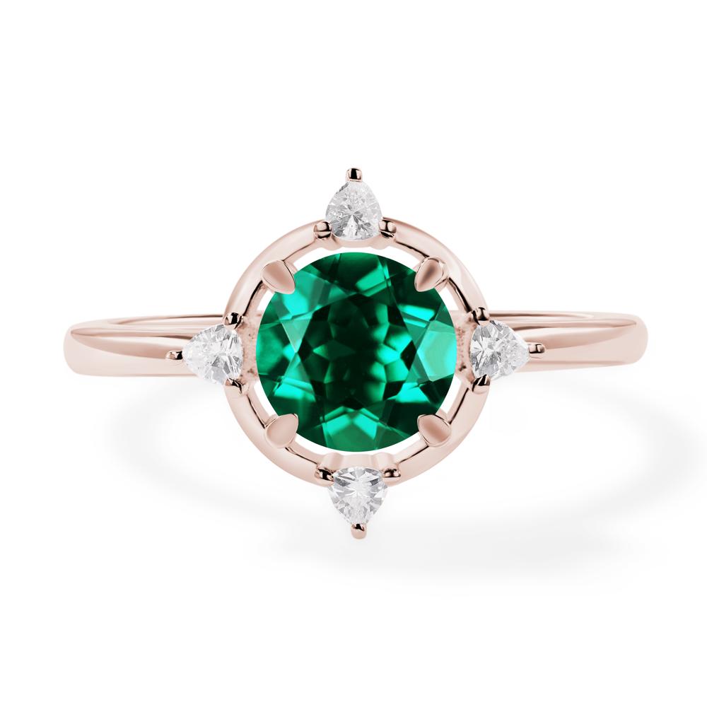 Emerald North Star Engagement Ring - LUO Jewelry #metal_14k rose gold