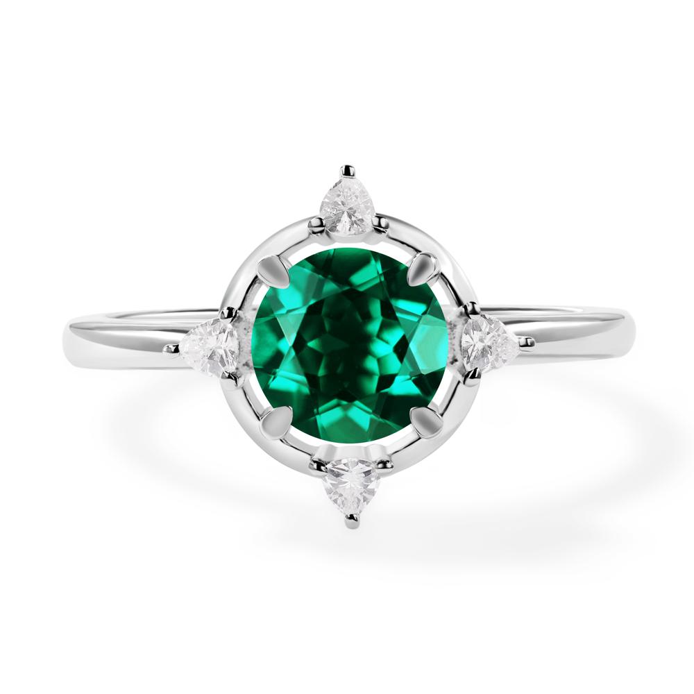 Emerald North Star Engagement Ring - LUO Jewelry #metal_14k white gold