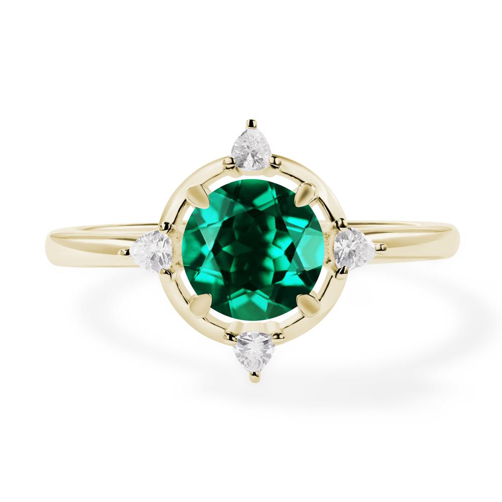 Emerald North Star Engagement Ring - LUO Jewelry #metal_14k yellow gold