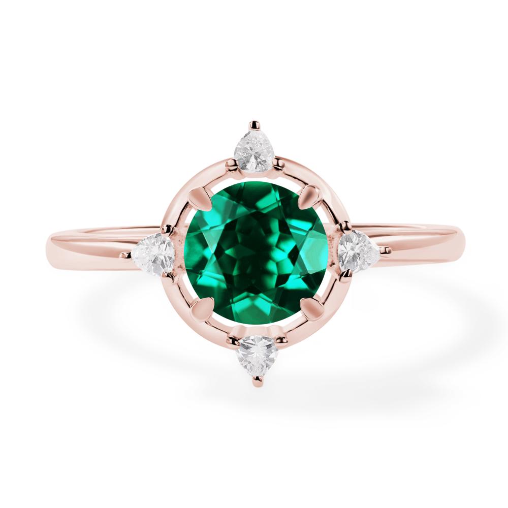 Emerald North Star Engagement Ring - LUO Jewelry #metal_18k rose gold