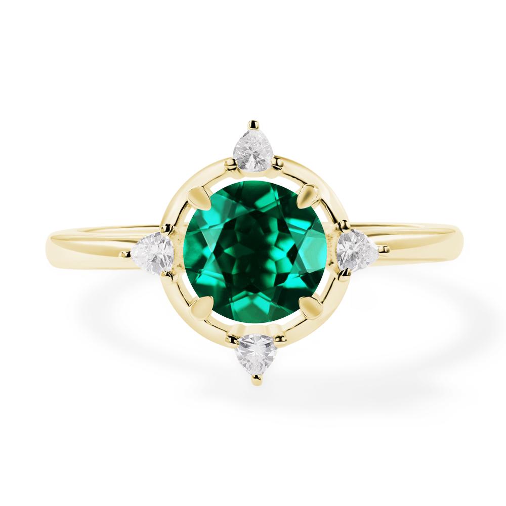 Emerald North Star Engagement Ring - LUO Jewelry #metal_18k yellow gold