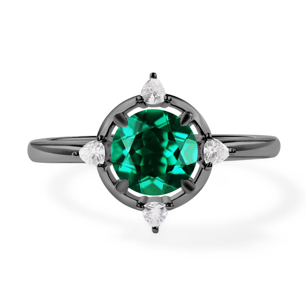 Emerald North Star Engagement Ring - LUO Jewelry #metal_black finish sterling silver