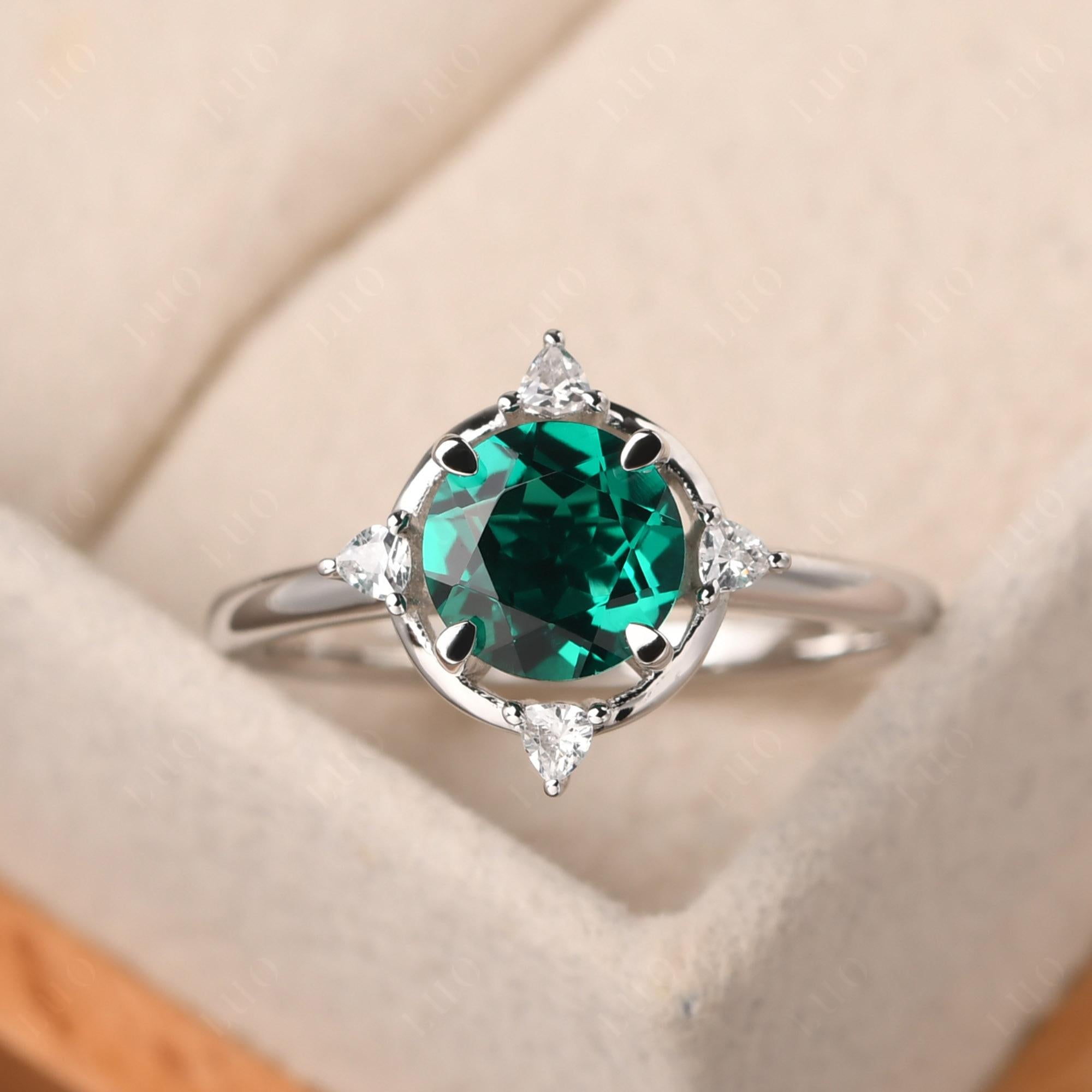 Emerald North Star Engagement Ring - LUO Jewelry