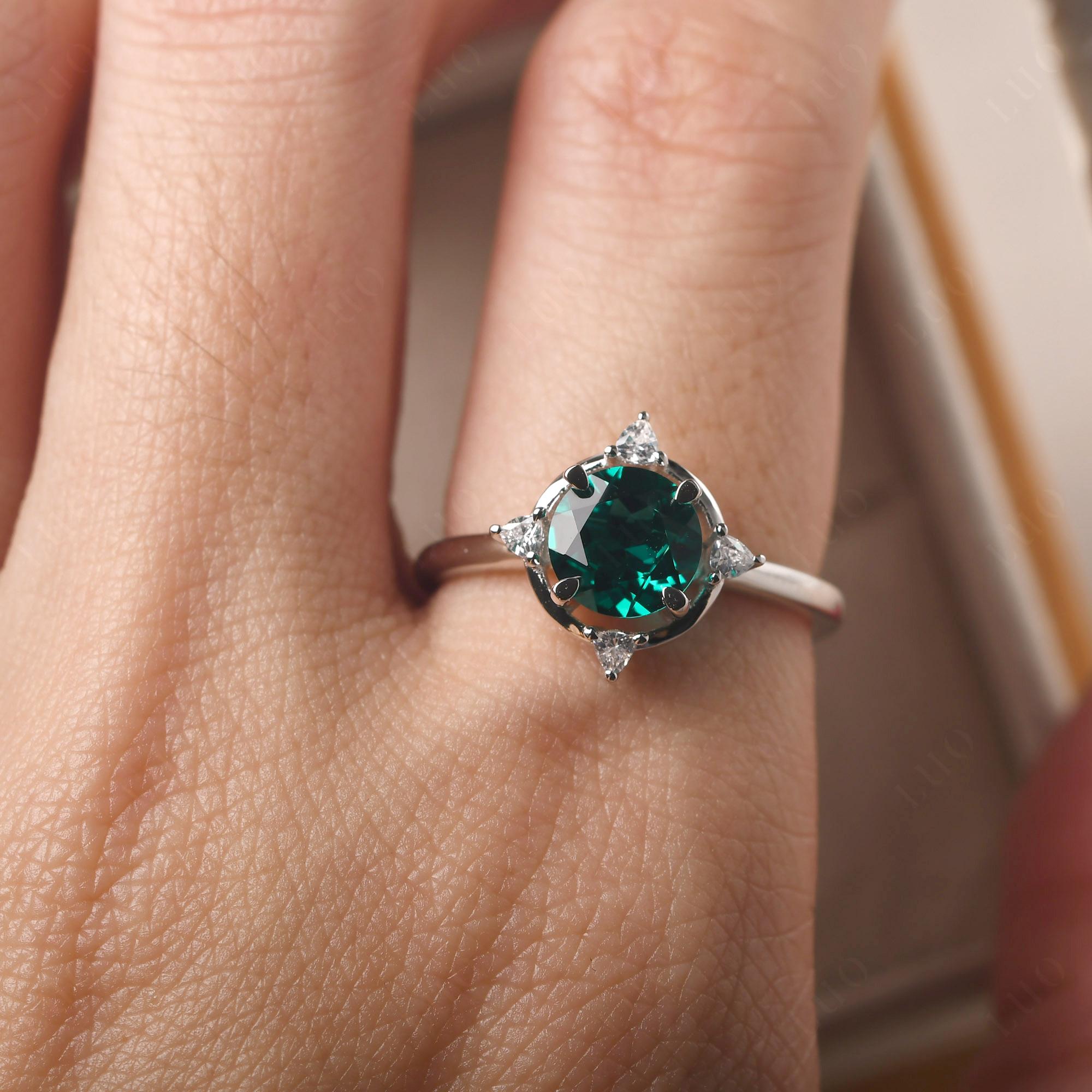 Emerald North Star Engagement Ring - LUO Jewelry