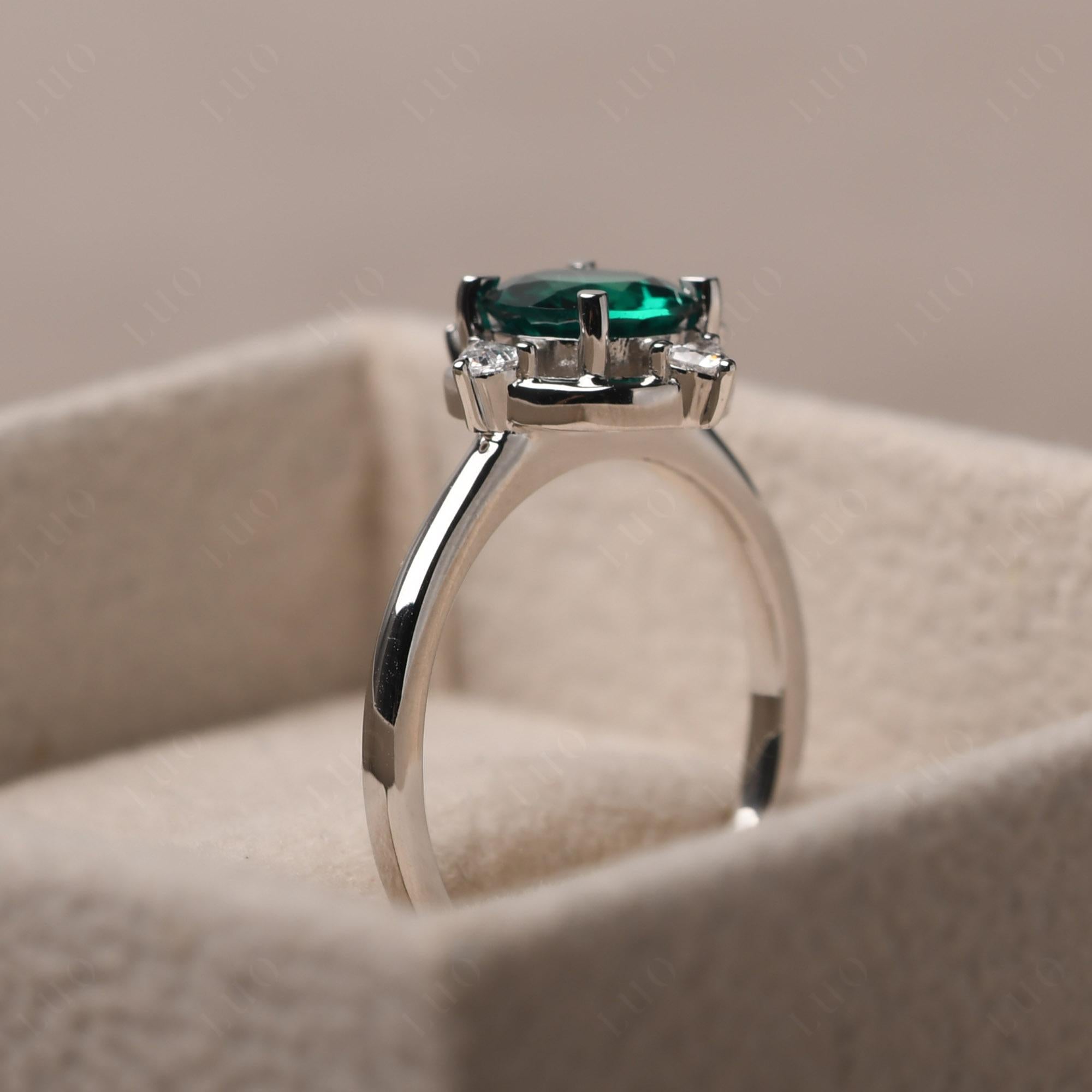 Emerald North Star Engagement Ring - LUO Jewelry