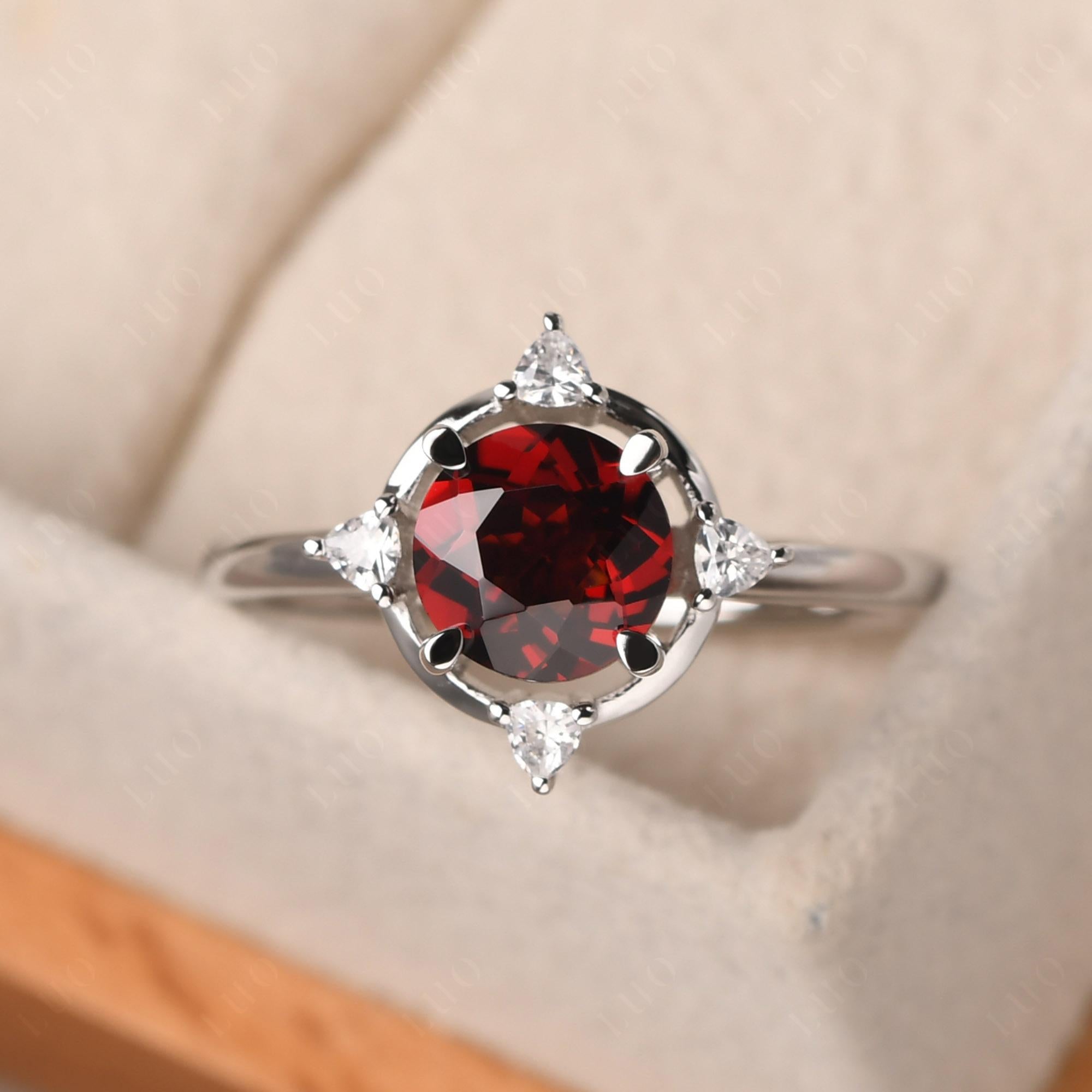 Garnet North Star Engagement Ring - LUO Jewelry