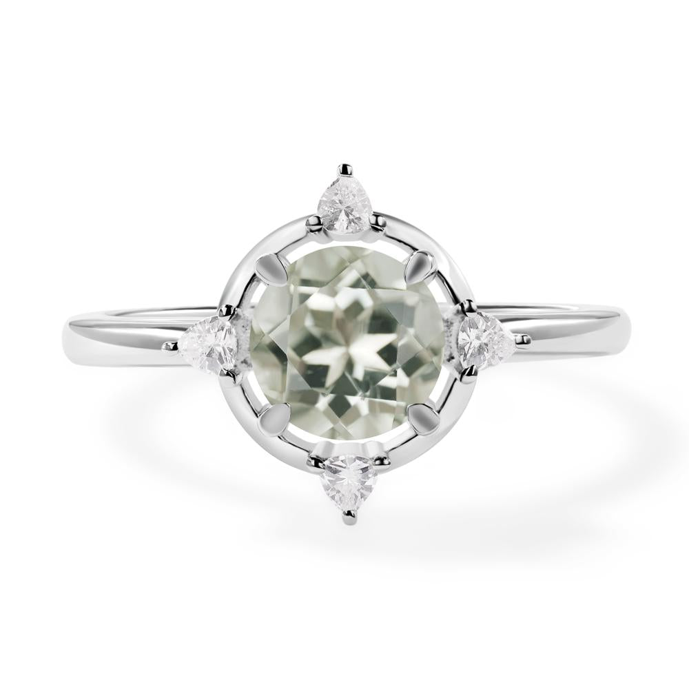 Green Amethyst North Star Engagement Ring - LUO Jewelry #metal_14k white gold