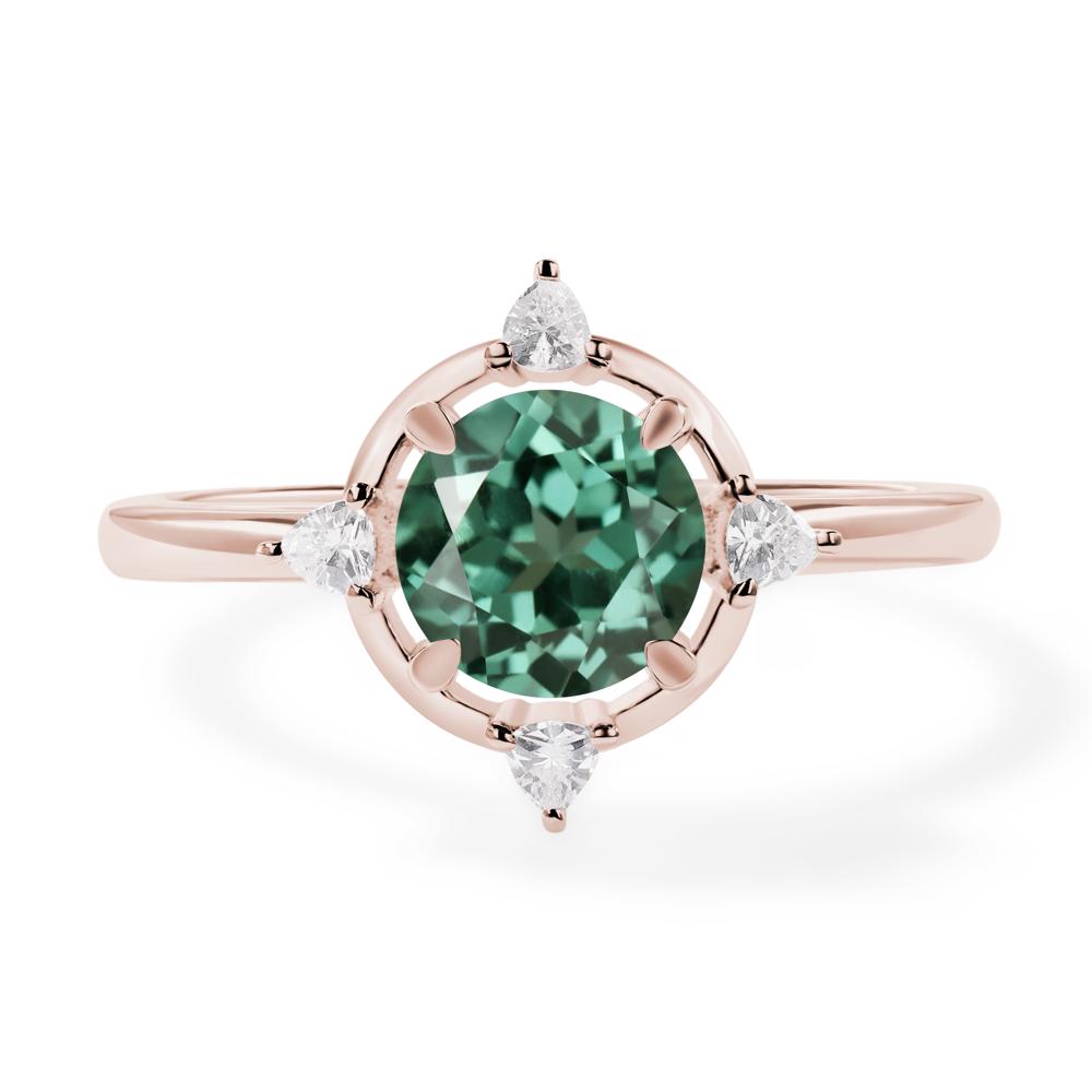 Lab Green Sapphire North Star Engagement Ring - LUO Jewelry #metal_14k rose gold
