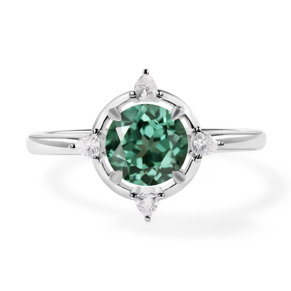 Lab Green Sapphire North Star Engagement Ring - LUO Jewelry #metal_14k white gold