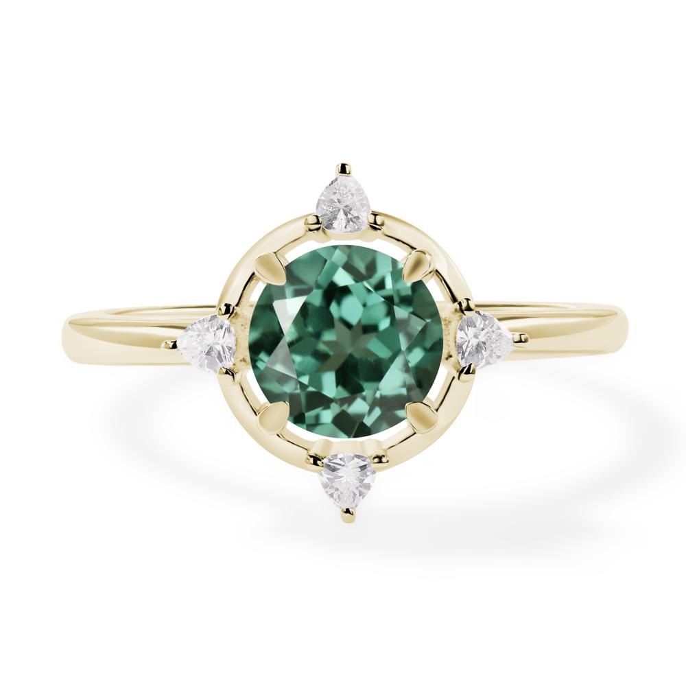 Lab Green Sapphire North Star Engagement Ring - LUO Jewelry #metal_14k yellow gold