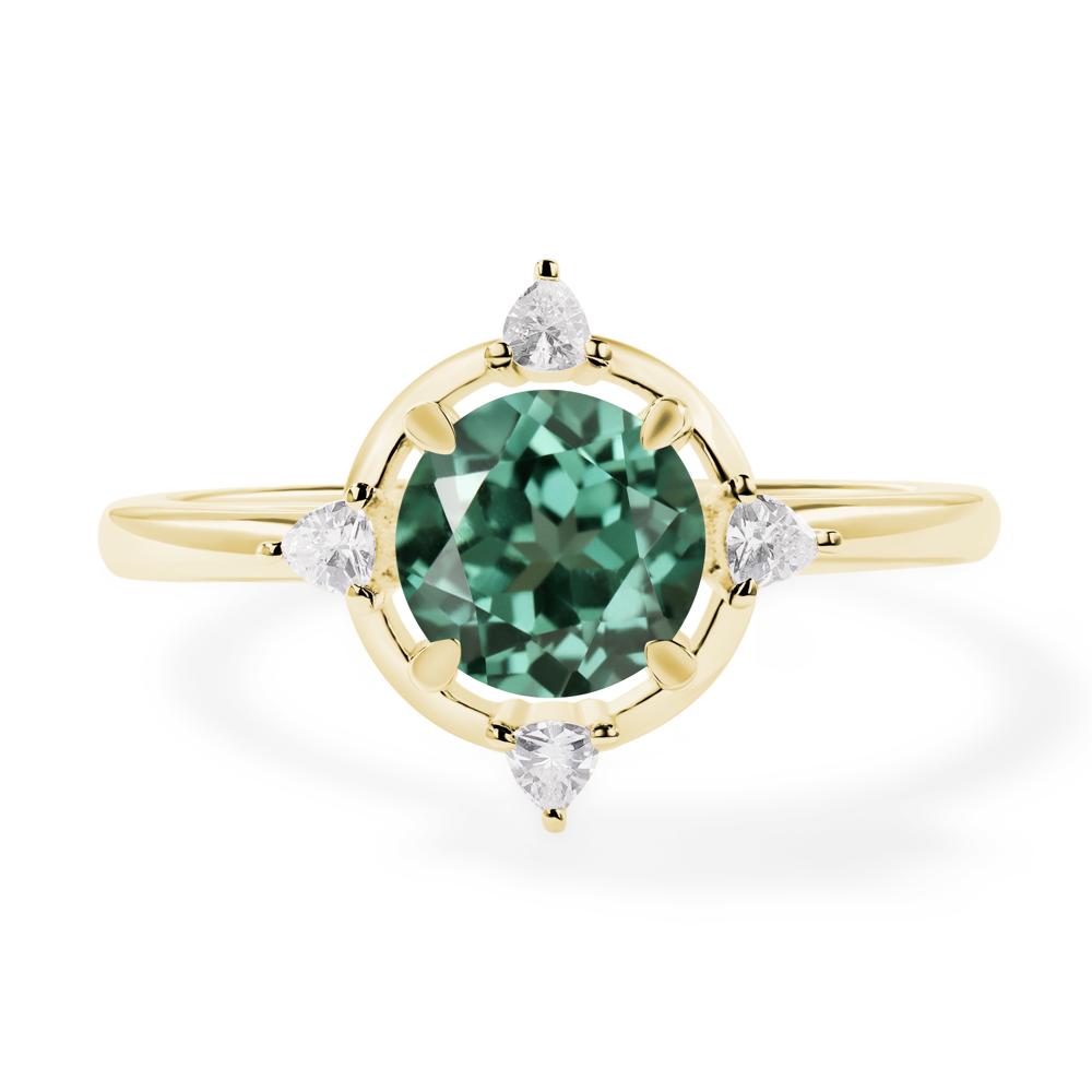 Lab Green Sapphire North Star Engagement Ring - LUO Jewelry #metal_18k yellow gold