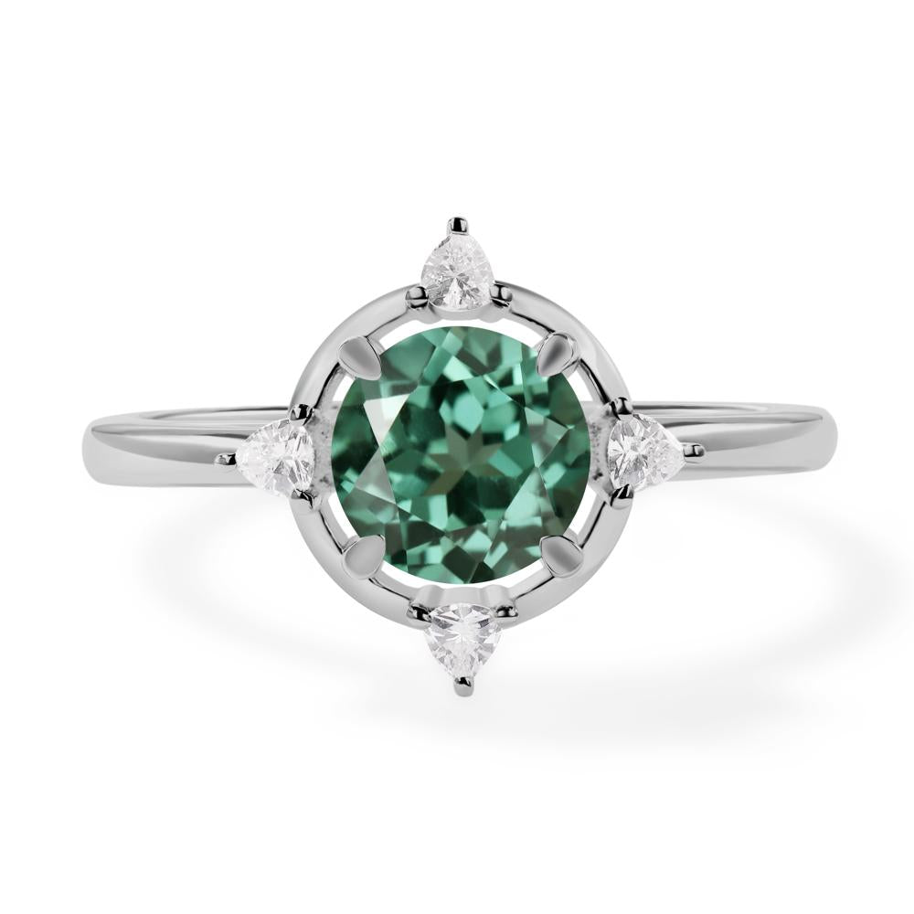 Lab Green Sapphire North Star Engagement Ring - LUO Jewelry #metal_platinum
