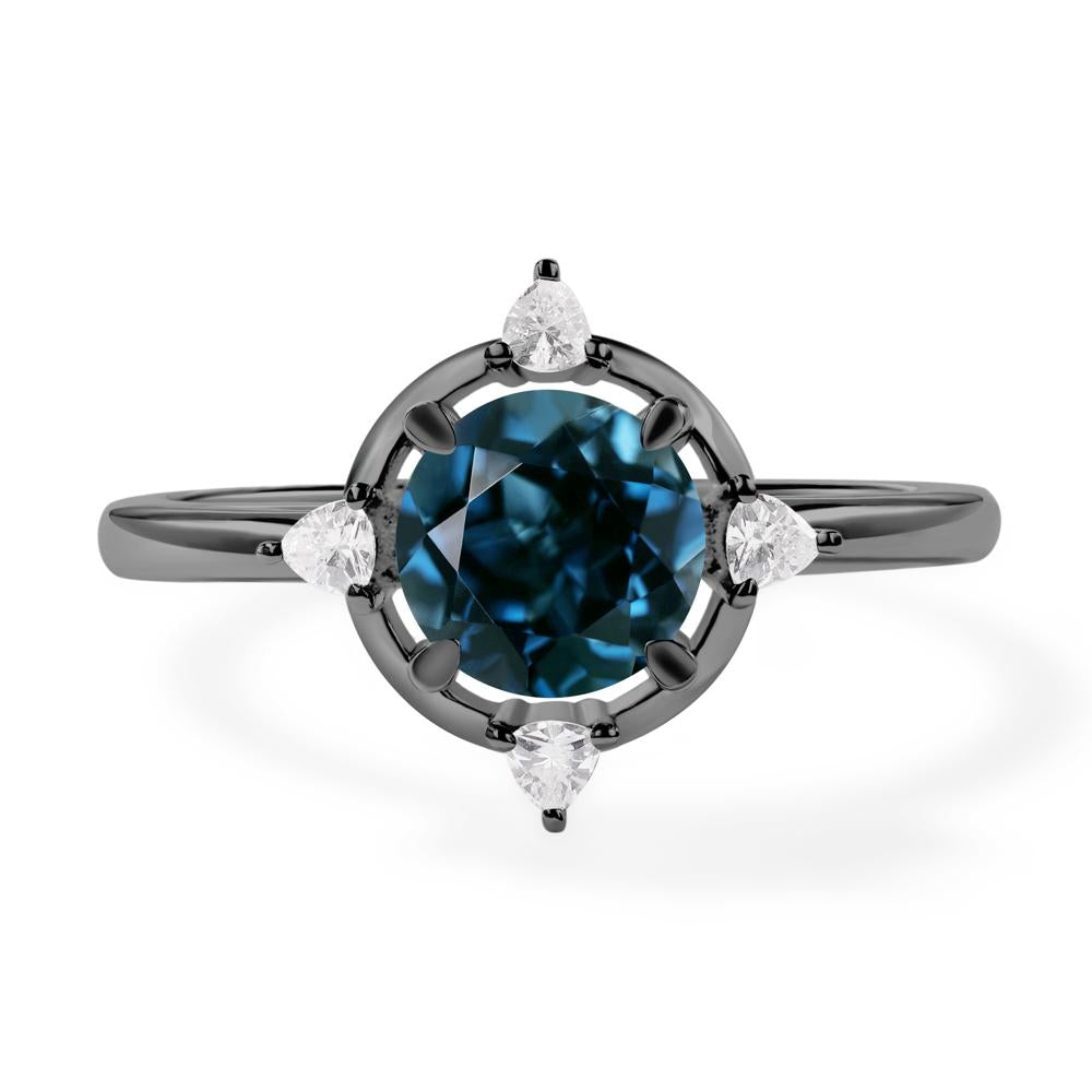 London Blue Topaz North Star Engagement Ring - LUO Jewelry #metal_black finish sterling silver