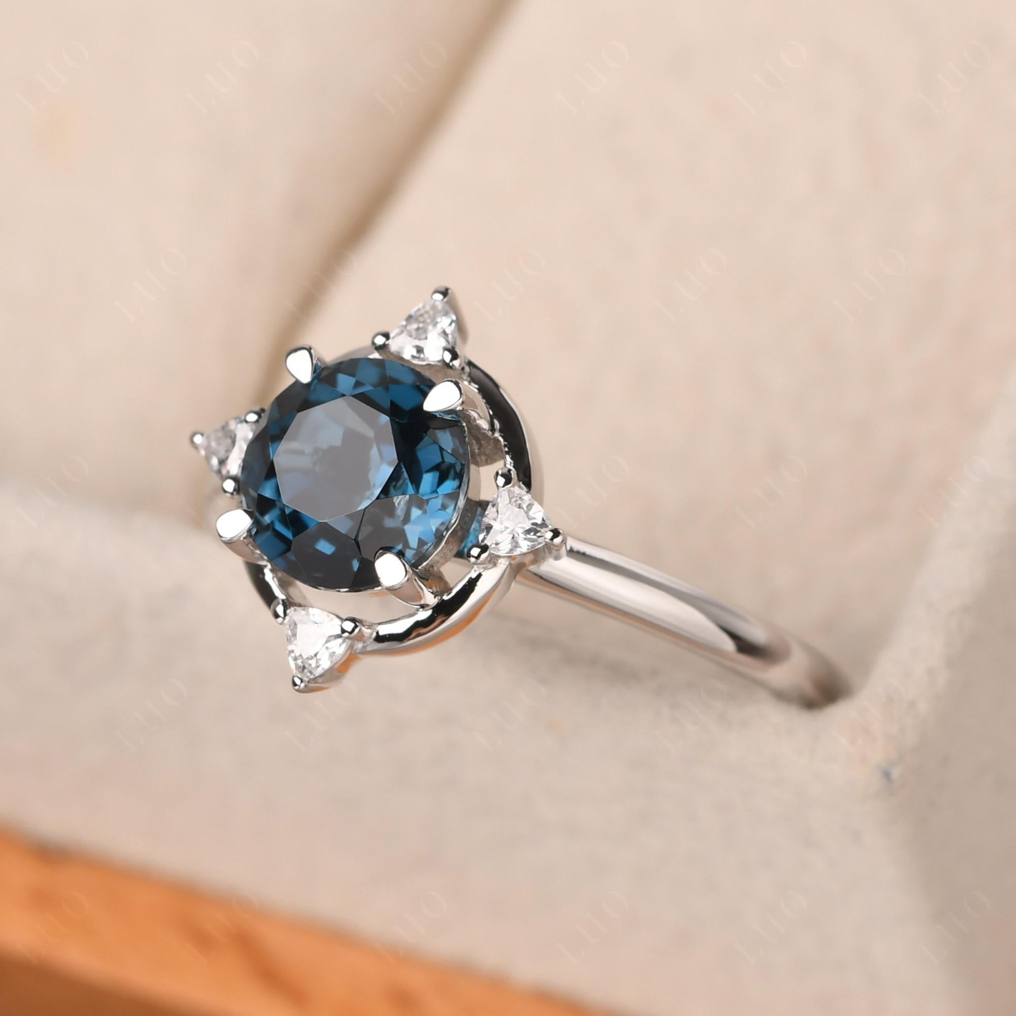 London Blue Topaz North Star Engagement Ring - LUO Jewelry