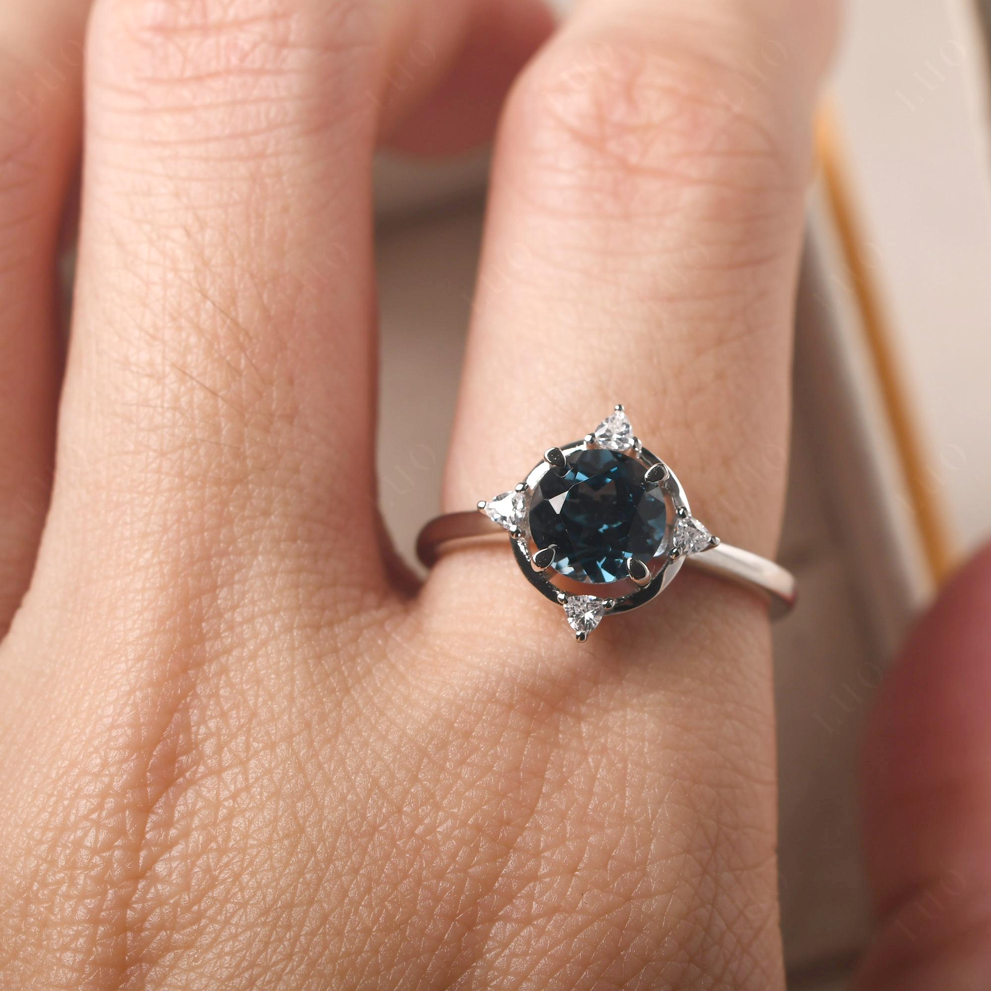 London Blue Topaz North Star Engagement Ring - LUO Jewelry