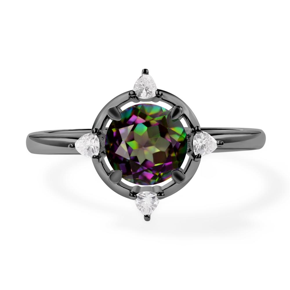 Mystic Topaz North Star Engagement Ring - LUO Jewelry #metal_black finish sterling silver