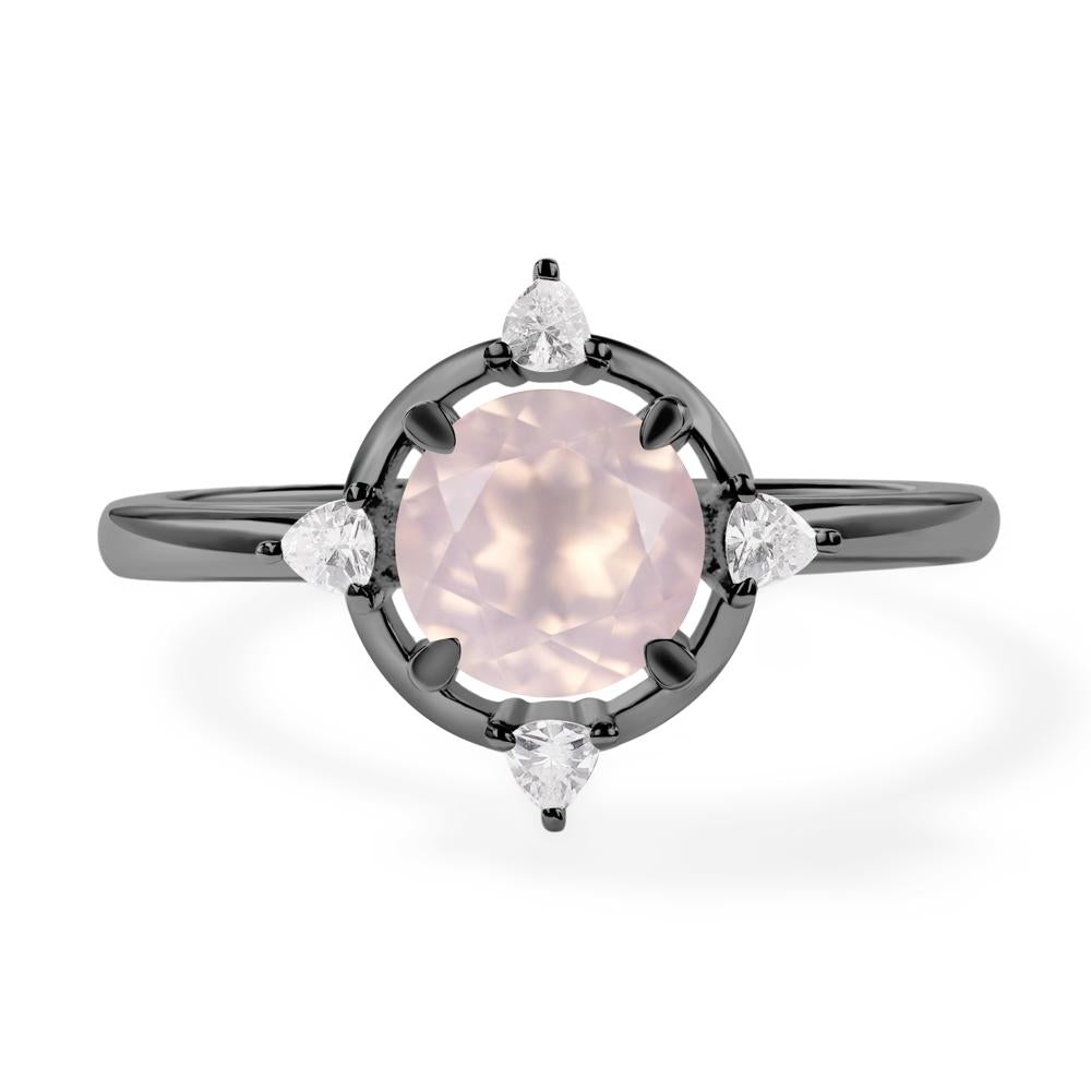 Rose Quartz North Star Engagement Ring - LUO Jewelry #metal_black finish sterling silver