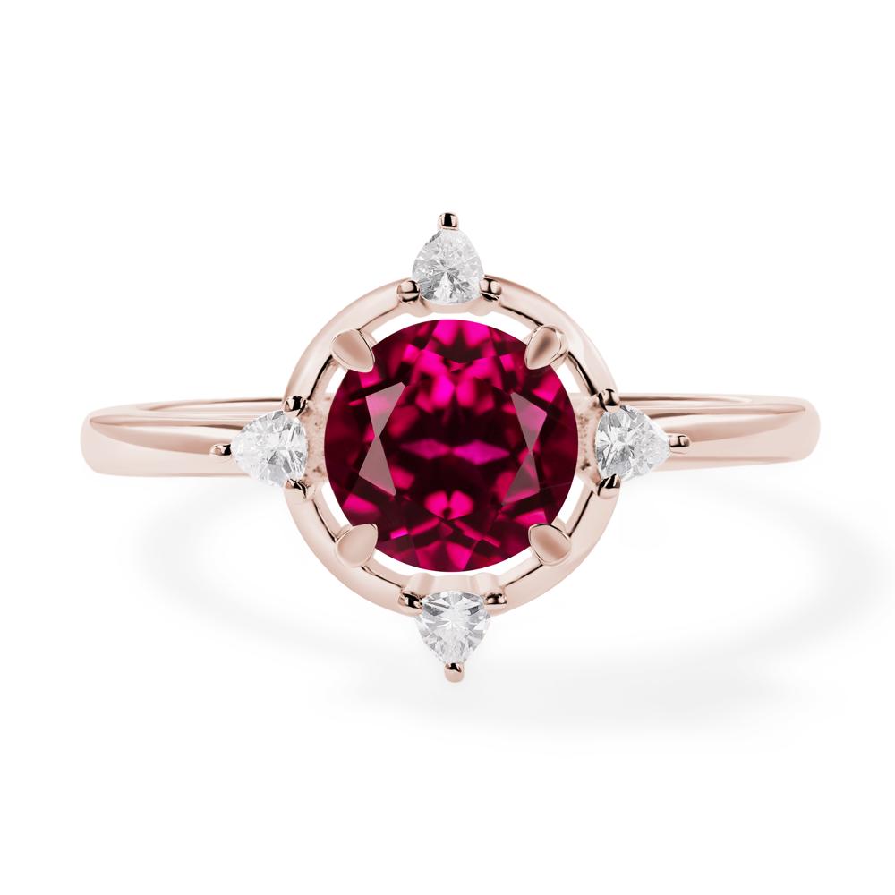 Lab Created Ruby North Star Engagement Ring - LUO Jewelry #metal_14k rose gold