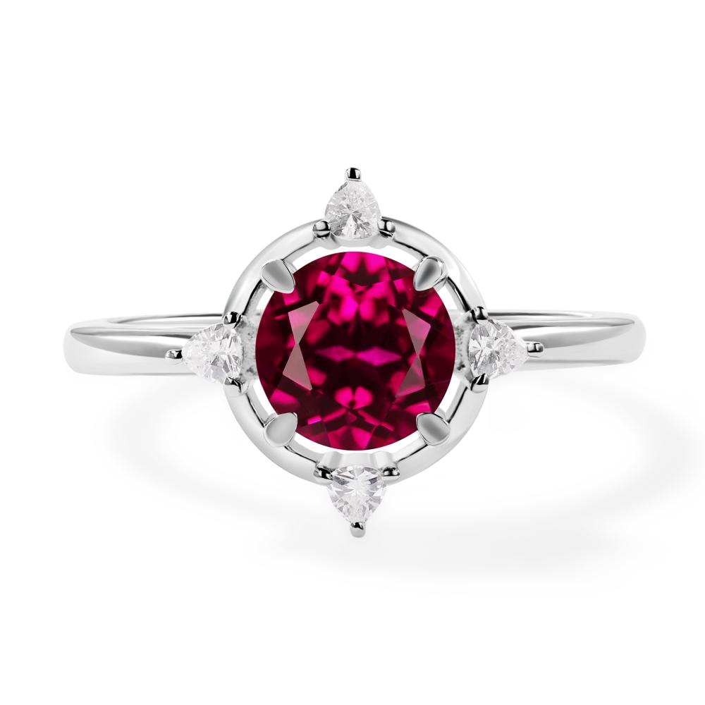 Lab Created Ruby North Star Engagement Ring - LUO Jewelry #metal_14k white gold