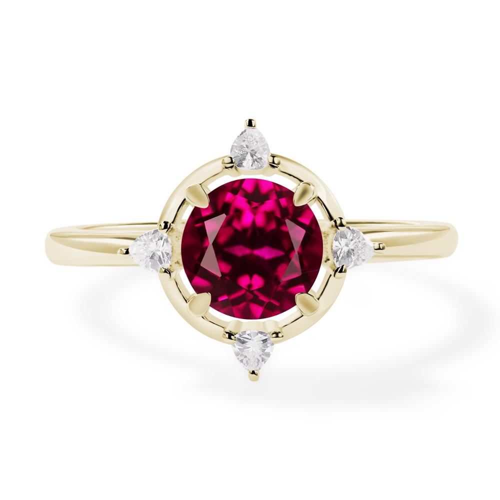 Lab Created Ruby North Star Engagement Ring - LUO Jewelry #metal_14k yellow gold