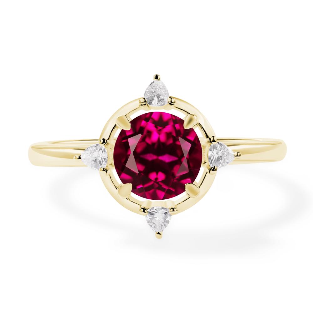 Lab Created Ruby North Star Engagement Ring - LUO Jewelry #metal_18k yellow gold