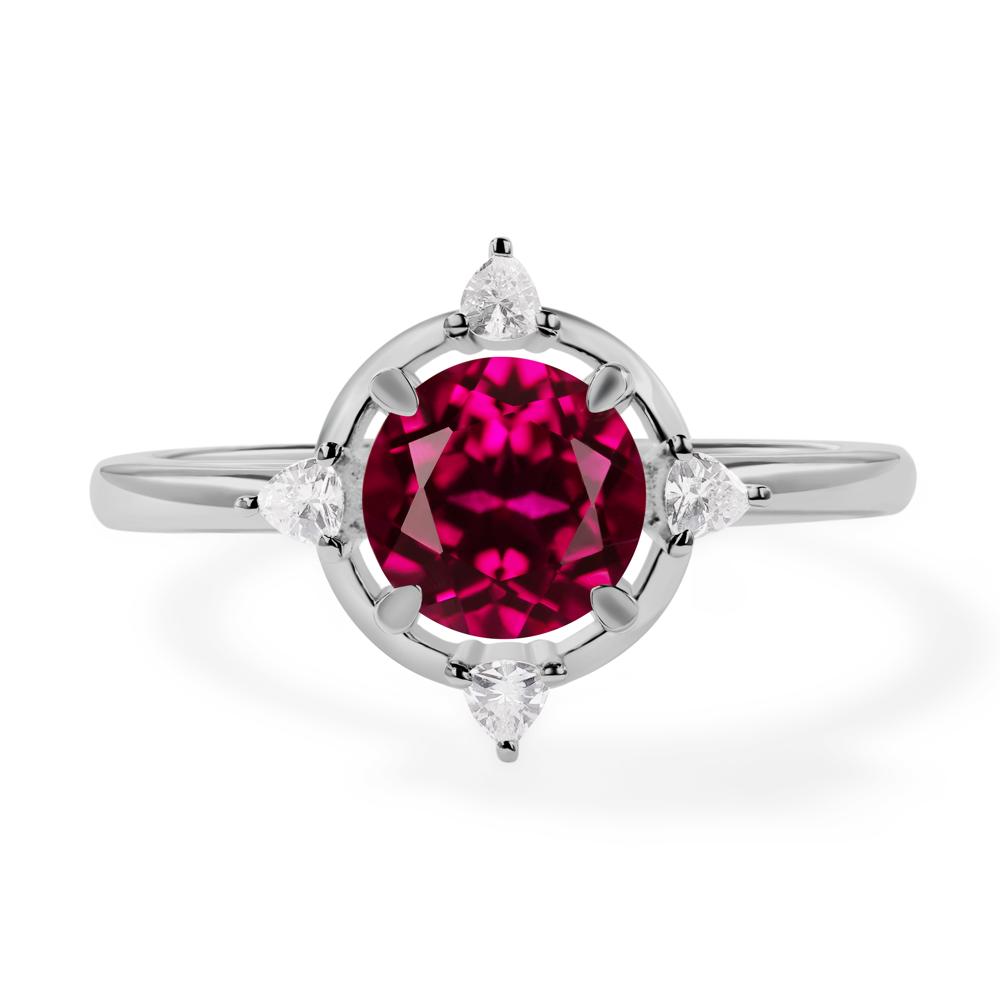 Lab Created Ruby North Star Engagement Ring - LUO Jewelry #metal_platinum