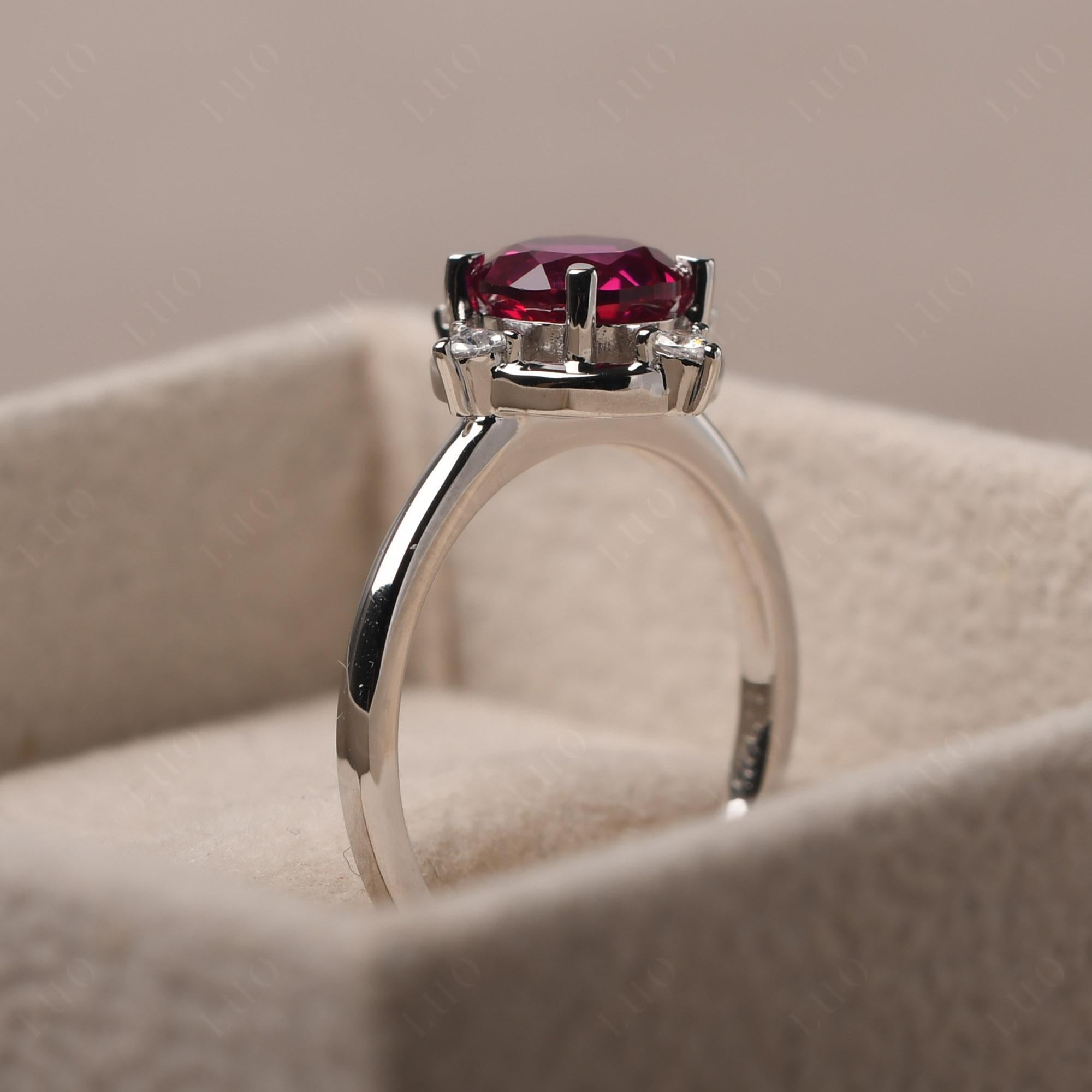 Lab Created Ruby North Star Engagement Ring - LUO Jewelry