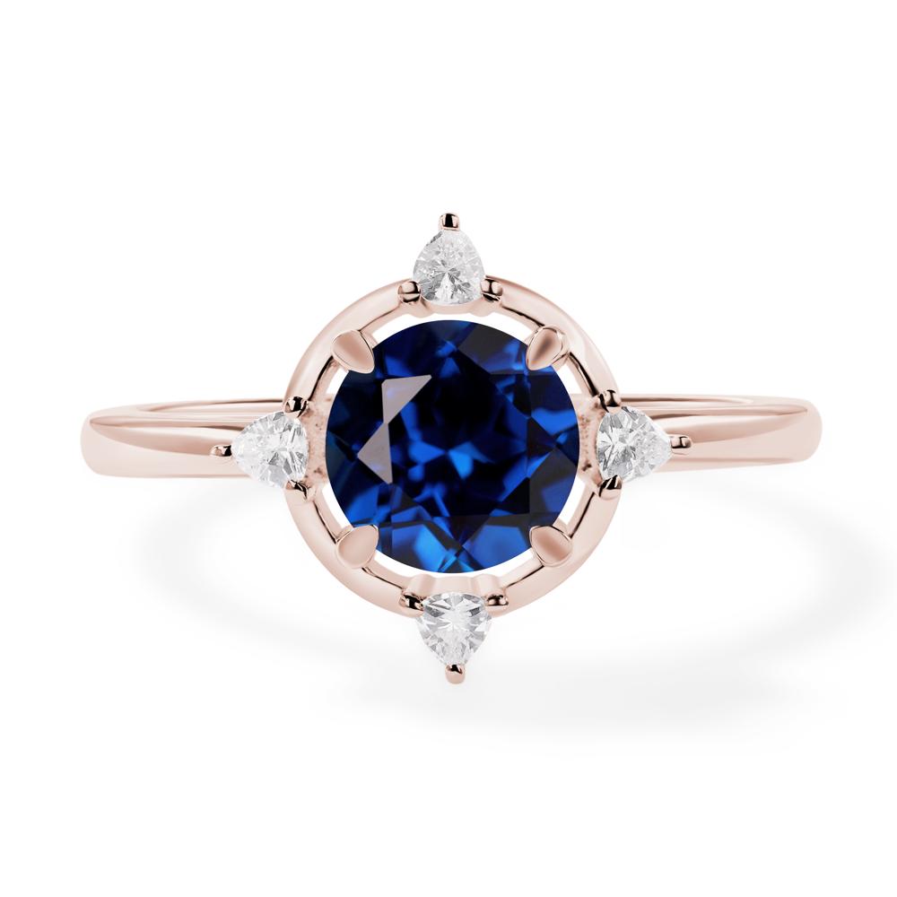 Lab Created Sapphire North Star Engagement Ring - LUO Jewelry #metal_14k rose gold