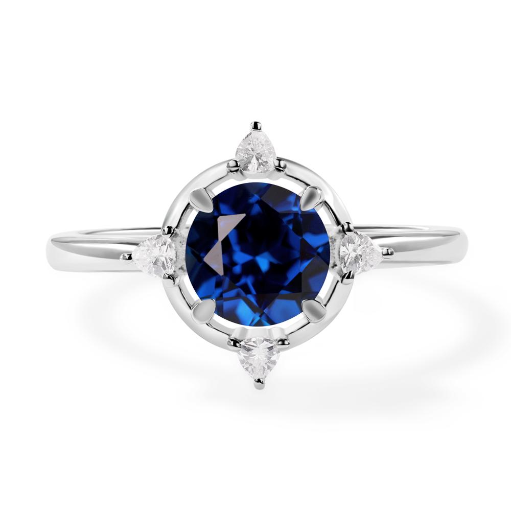Lab Created Sapphire North Star Engagement Ring - LUO Jewelry #metal_14k white gold