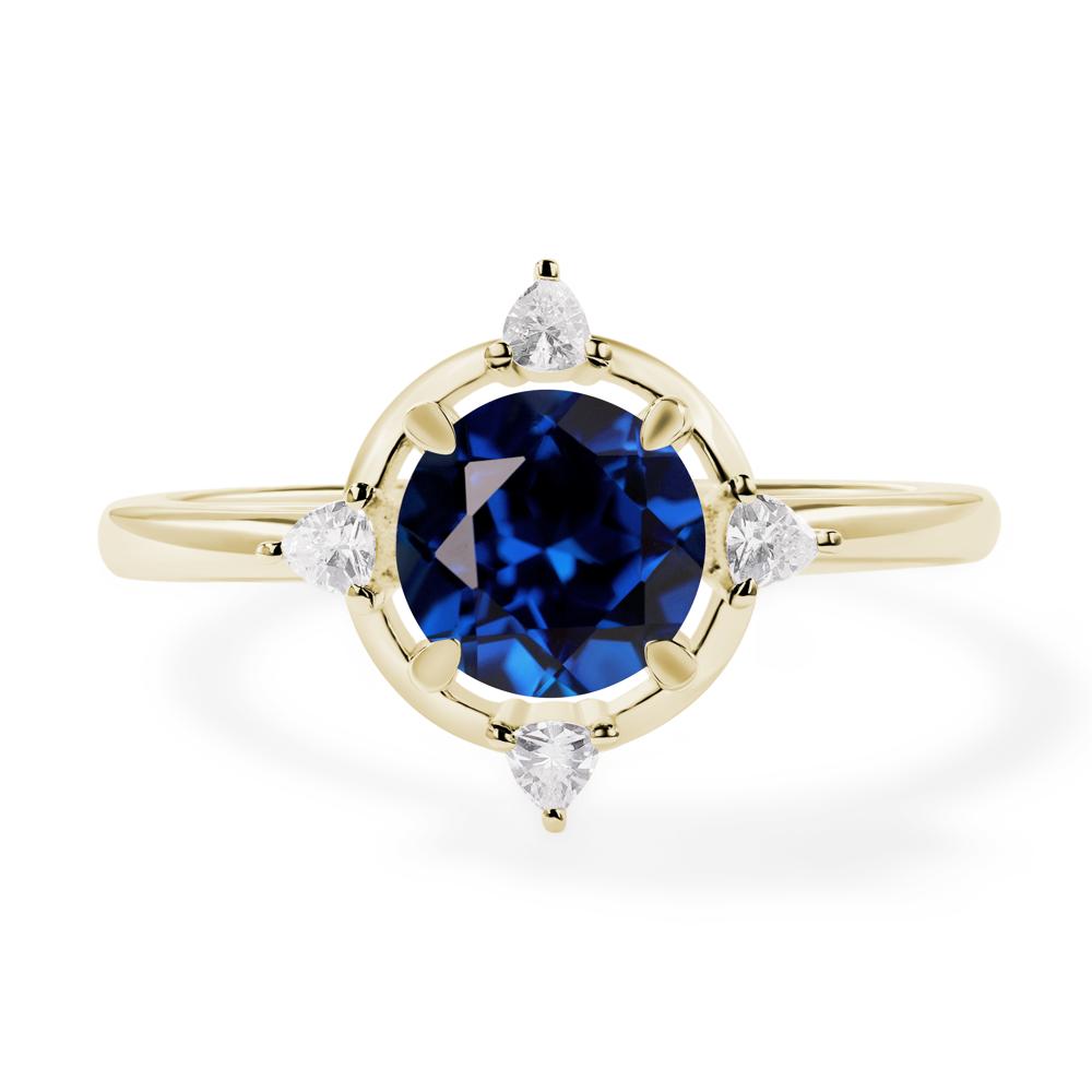 Lab Created Sapphire North Star Engagement Ring - LUO Jewelry #metal_14k yellow gold