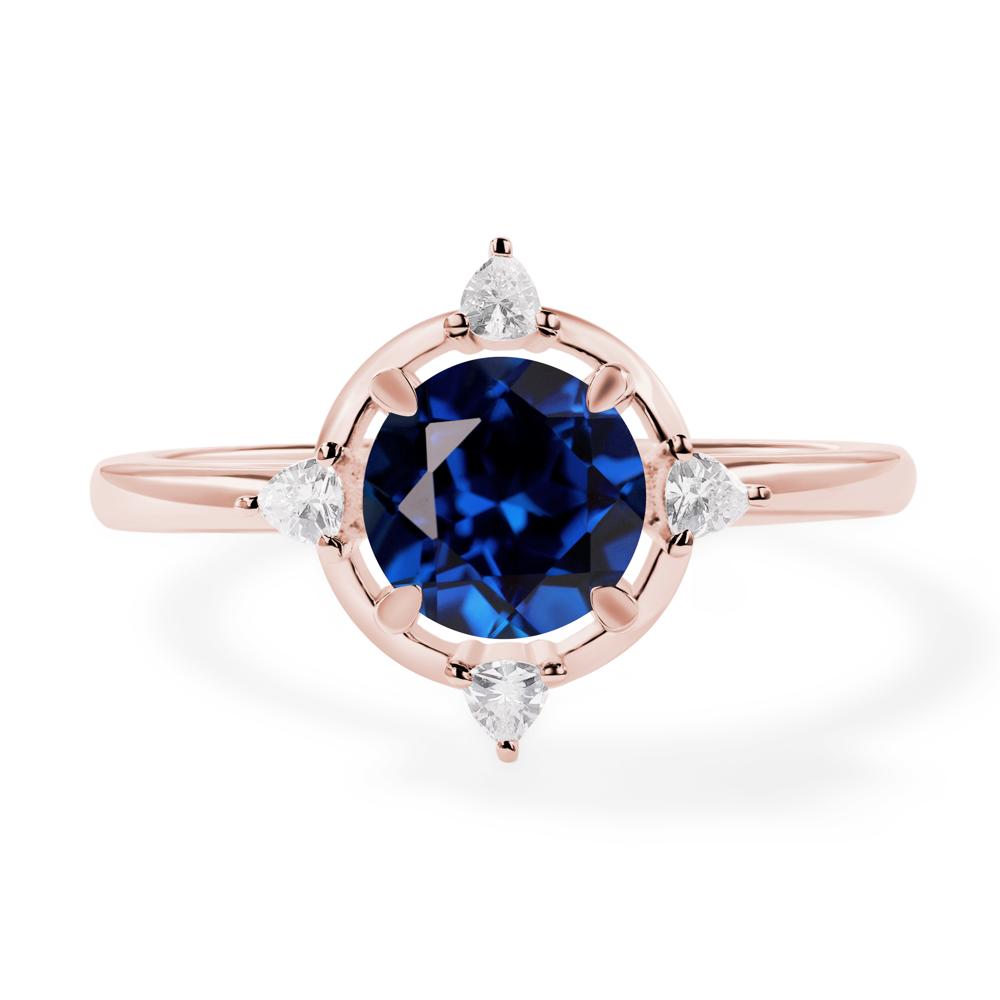 Lab Created Sapphire North Star Engagement Ring - LUO Jewelry #metal_18k rose gold