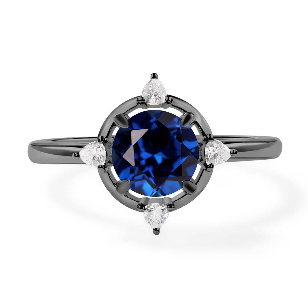 Lab Created Sapphire North Star Engagement Ring - LUO Jewelry #metal_black finish sterling silver