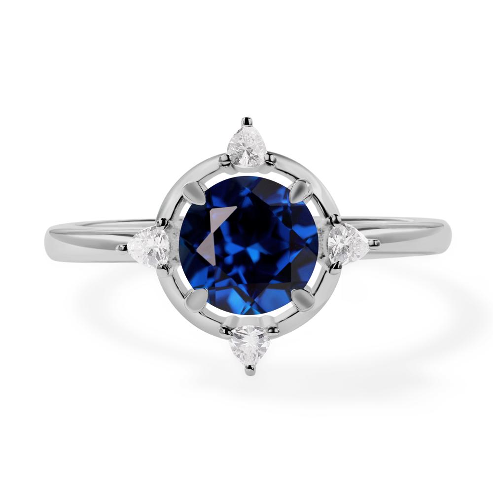 Lab Created Sapphire North Star Engagement Ring - LUO Jewelry #metal_platinum