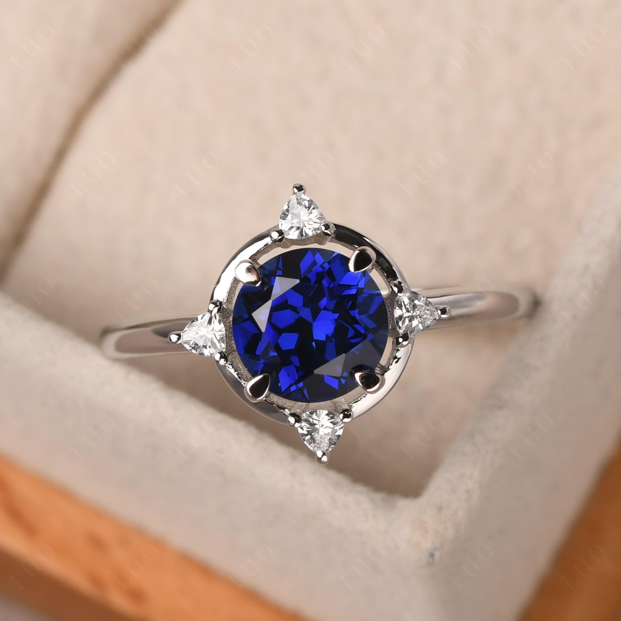 Lab Created Sapphire North Star Engagement Ring - LUO Jewelry