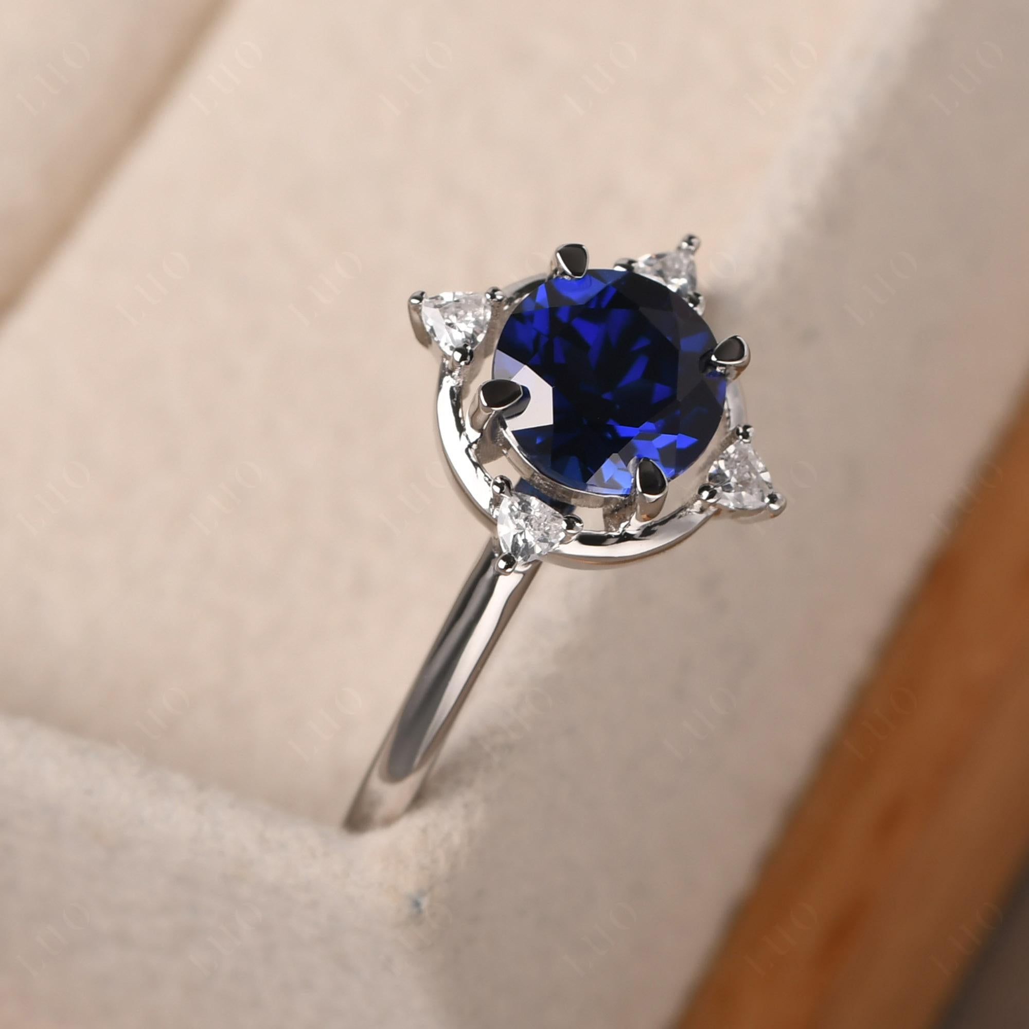 Lab Created Sapphire North Star Engagement Ring - LUO Jewelry