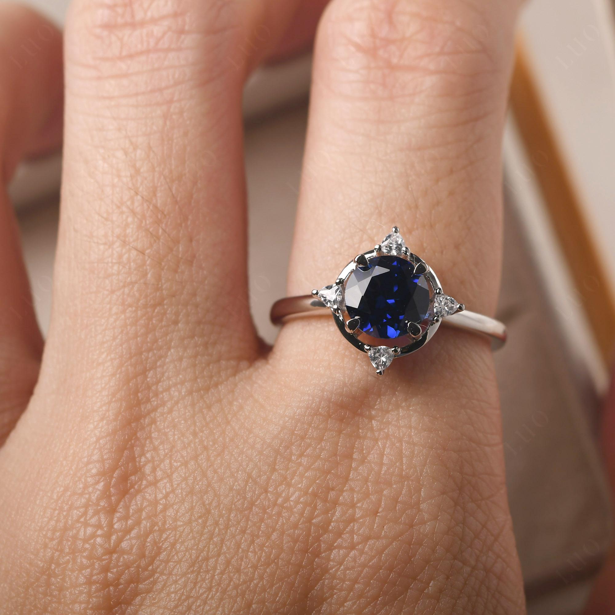 Lab Created Sapphire North Star Engagement Ring - LUO Jewelry