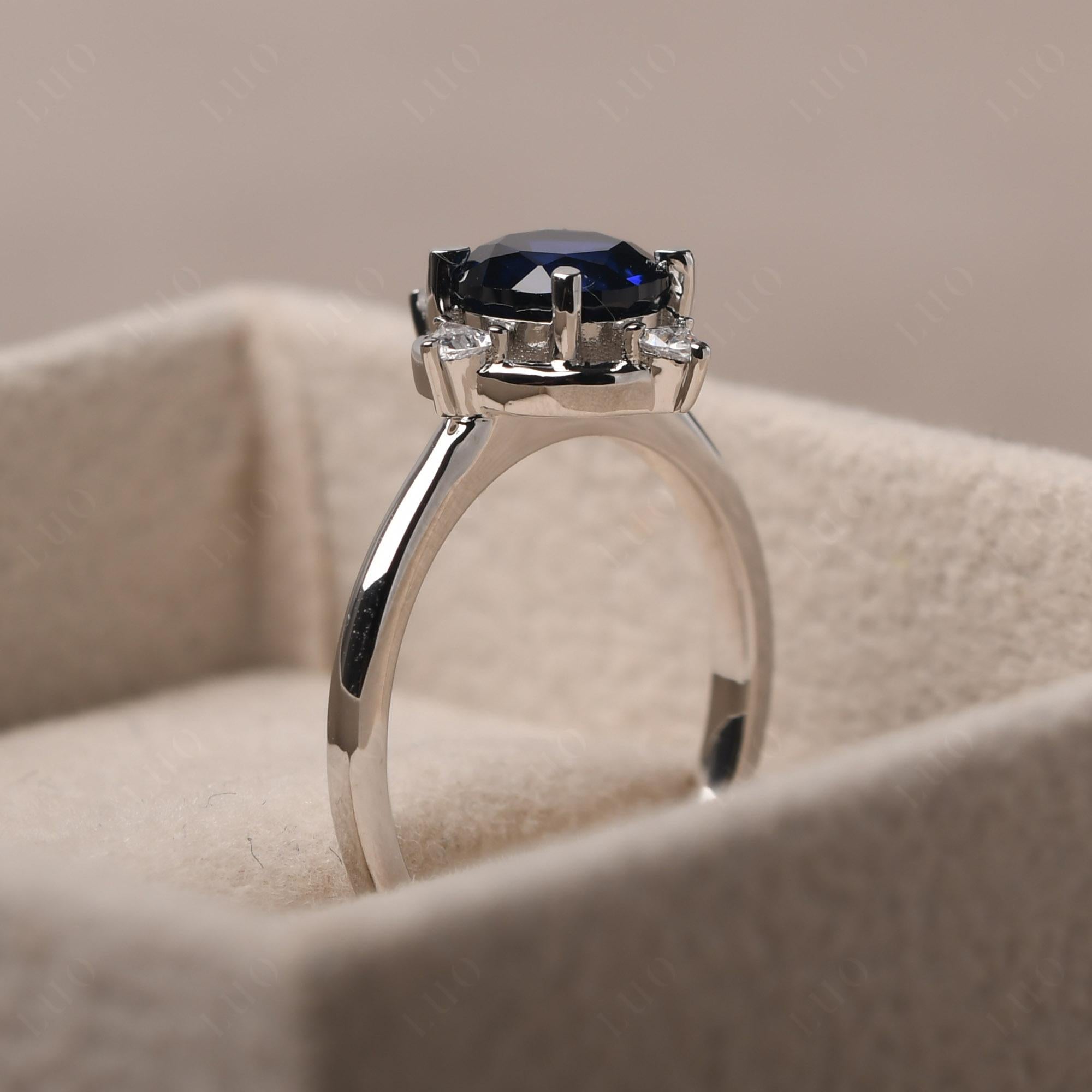 Lab Created Sapphire North Star Engagement Ring - LUO Jewelry