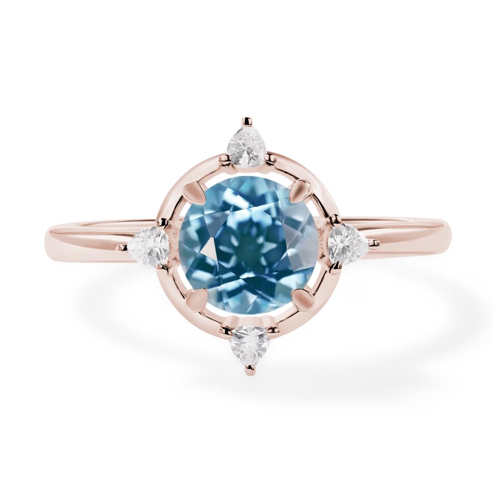 Swiss Blue Topaz North Star Engagement Ring - LUO Jewelry #metal_14k rose gold