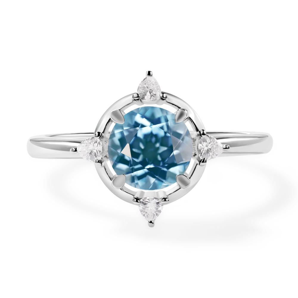 Swiss Blue Topaz North Star Engagement Ring - LUO Jewelry #metal_14k white gold