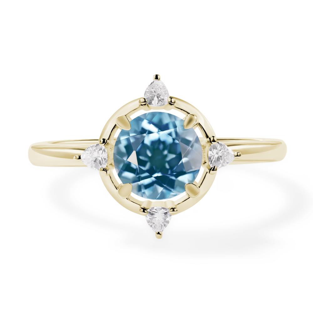 Swiss Blue Topaz North Star Engagement Ring - LUO Jewelry #metal_14k yellow gold