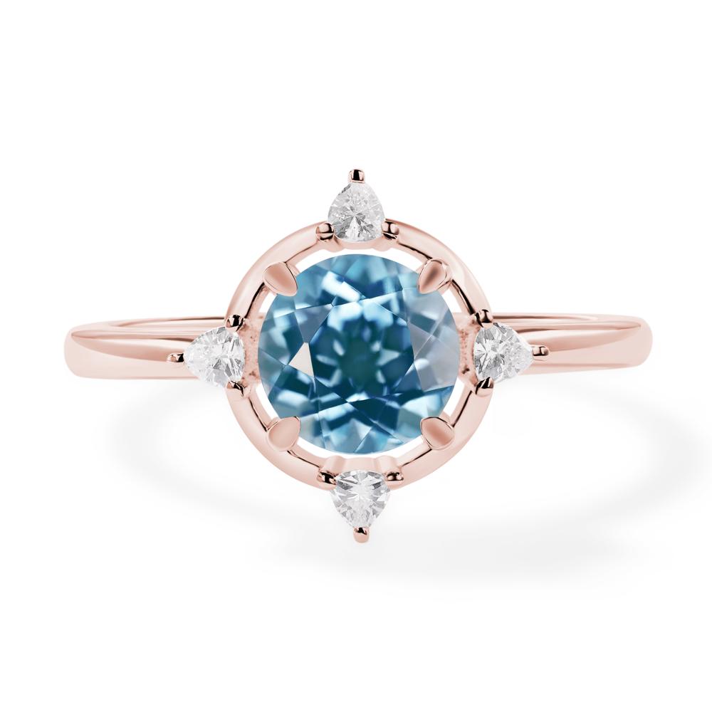 Swiss Blue Topaz North Star Engagement Ring - LUO Jewelry #metal_18k rose gold