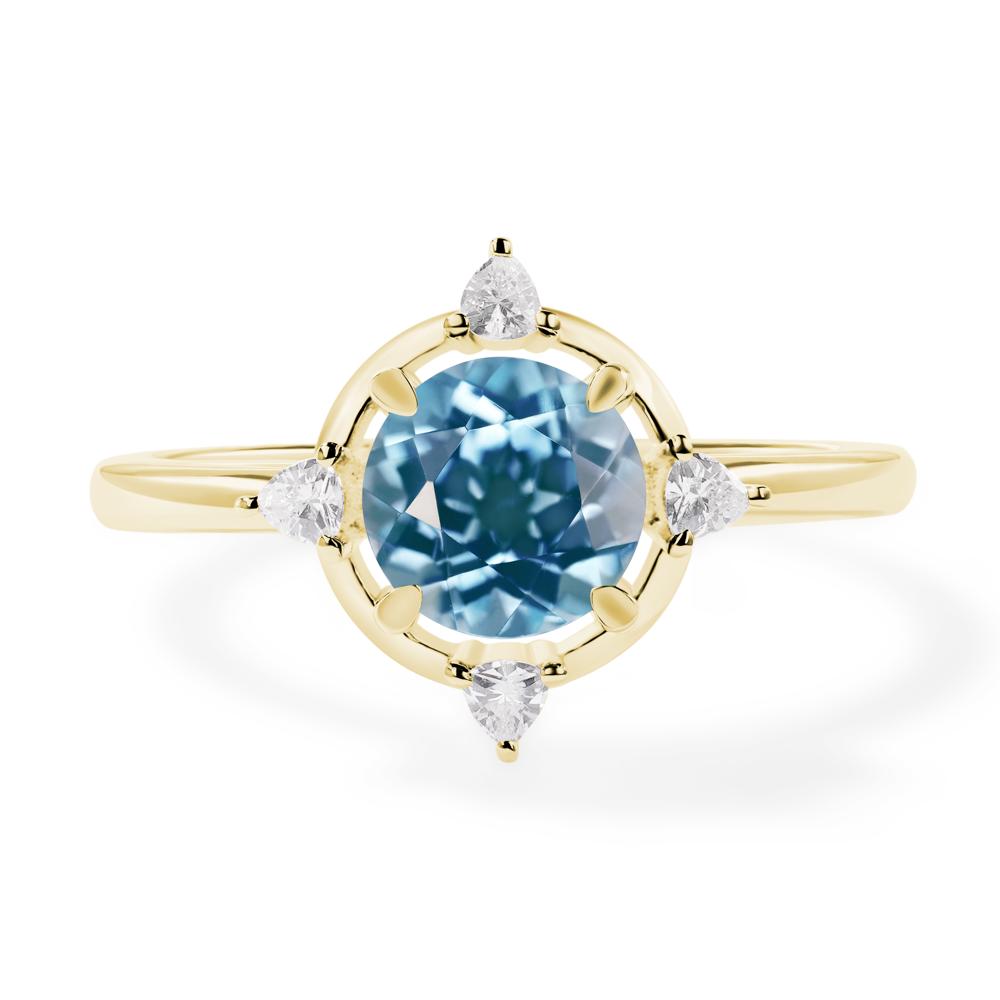 Swiss Blue Topaz North Star Engagement Ring - LUO Jewelry #metal_18k yellow gold