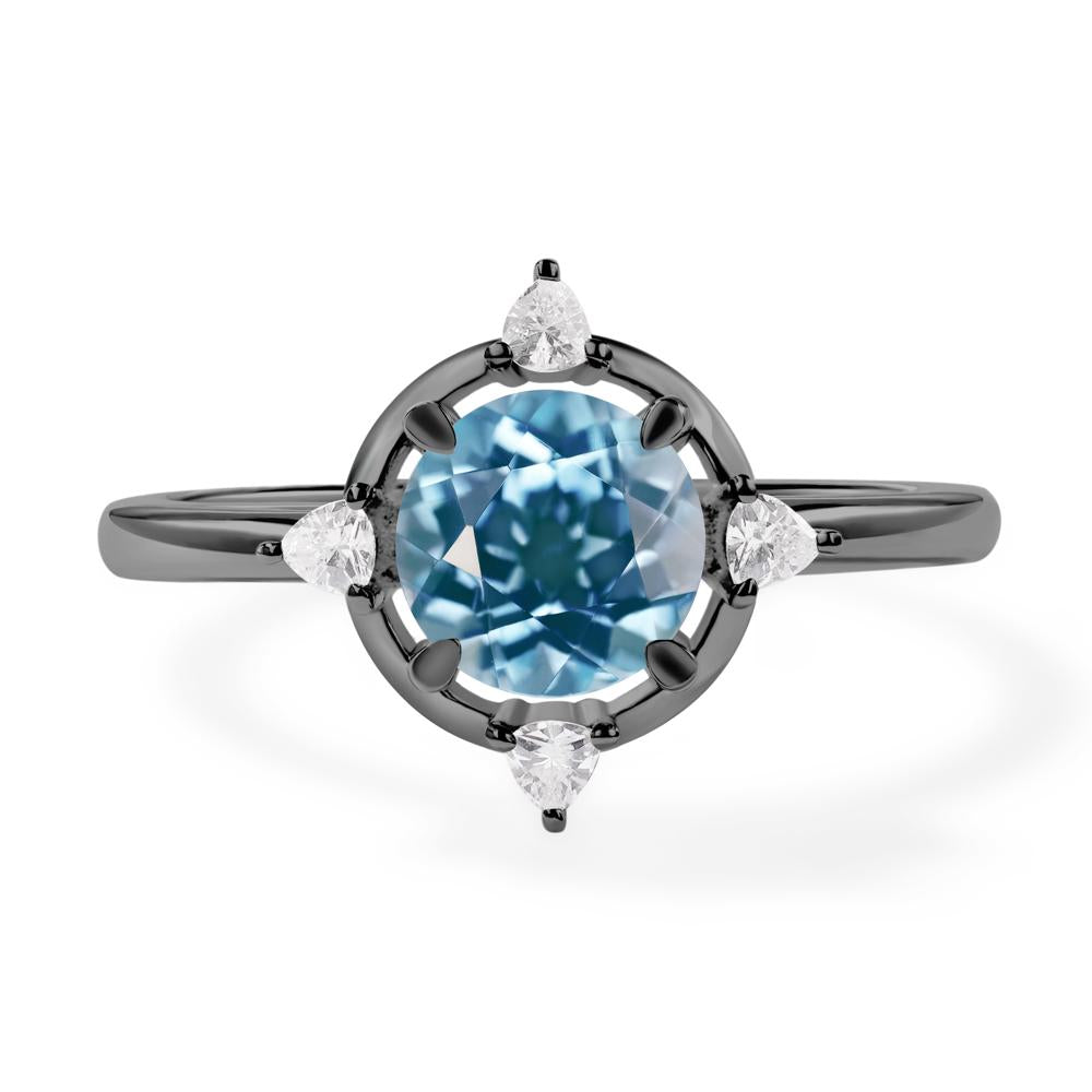 Swiss Blue Topaz North Star Engagement Ring - LUO Jewelry #metal_black finish sterling silver