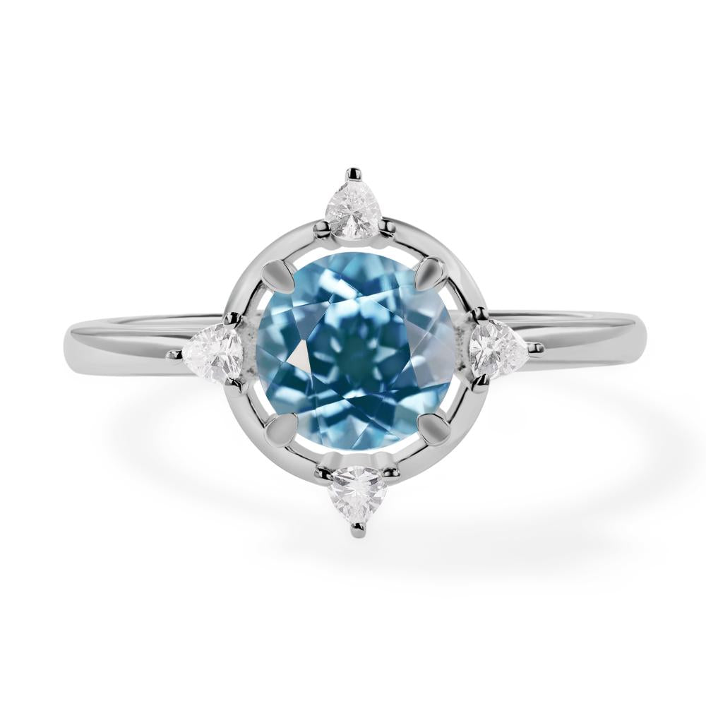Swiss Blue Topaz North Star Engagement Ring - LUO Jewelry #metal_platinum