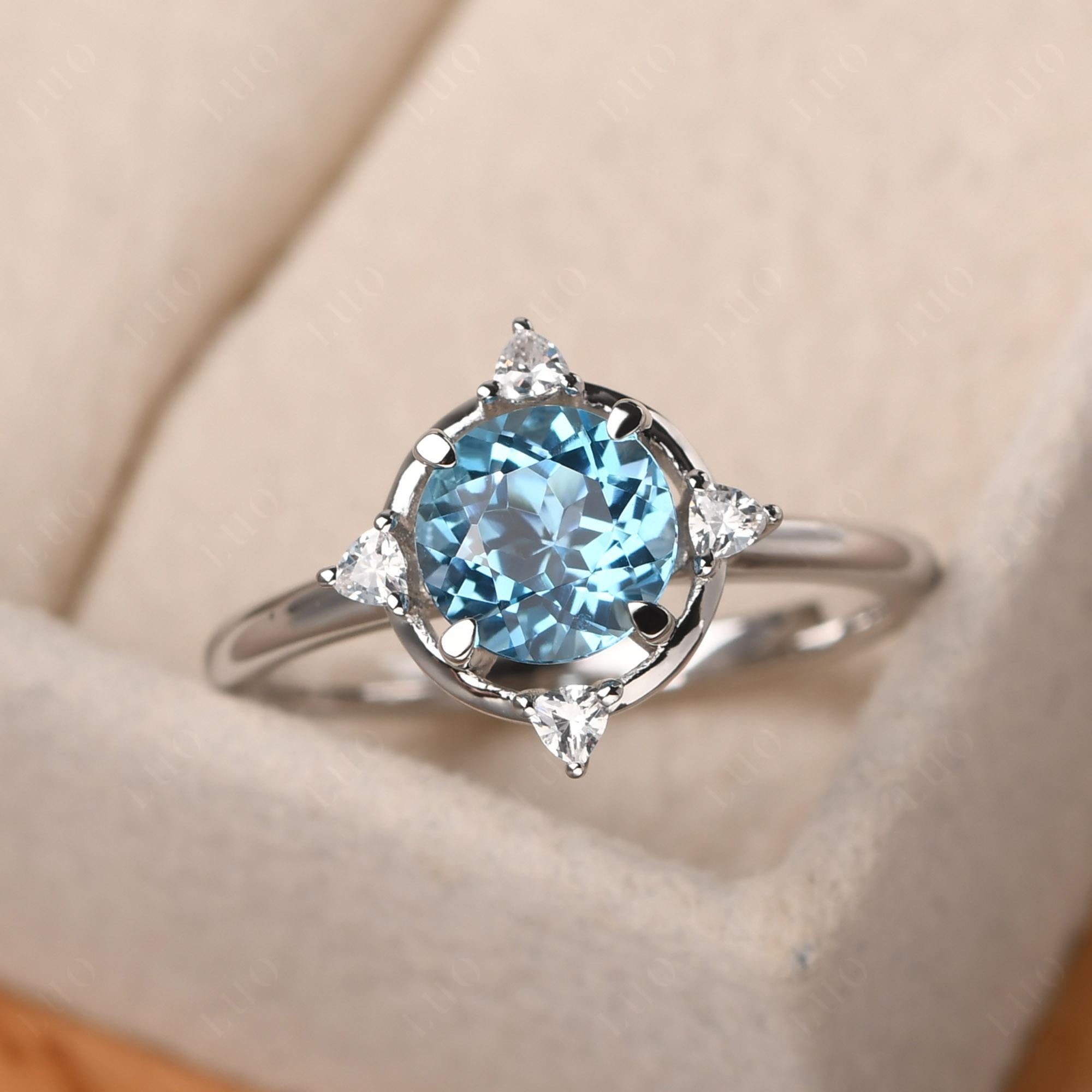 Swiss Blue Topaz North Star Engagement Ring - LUO Jewelry