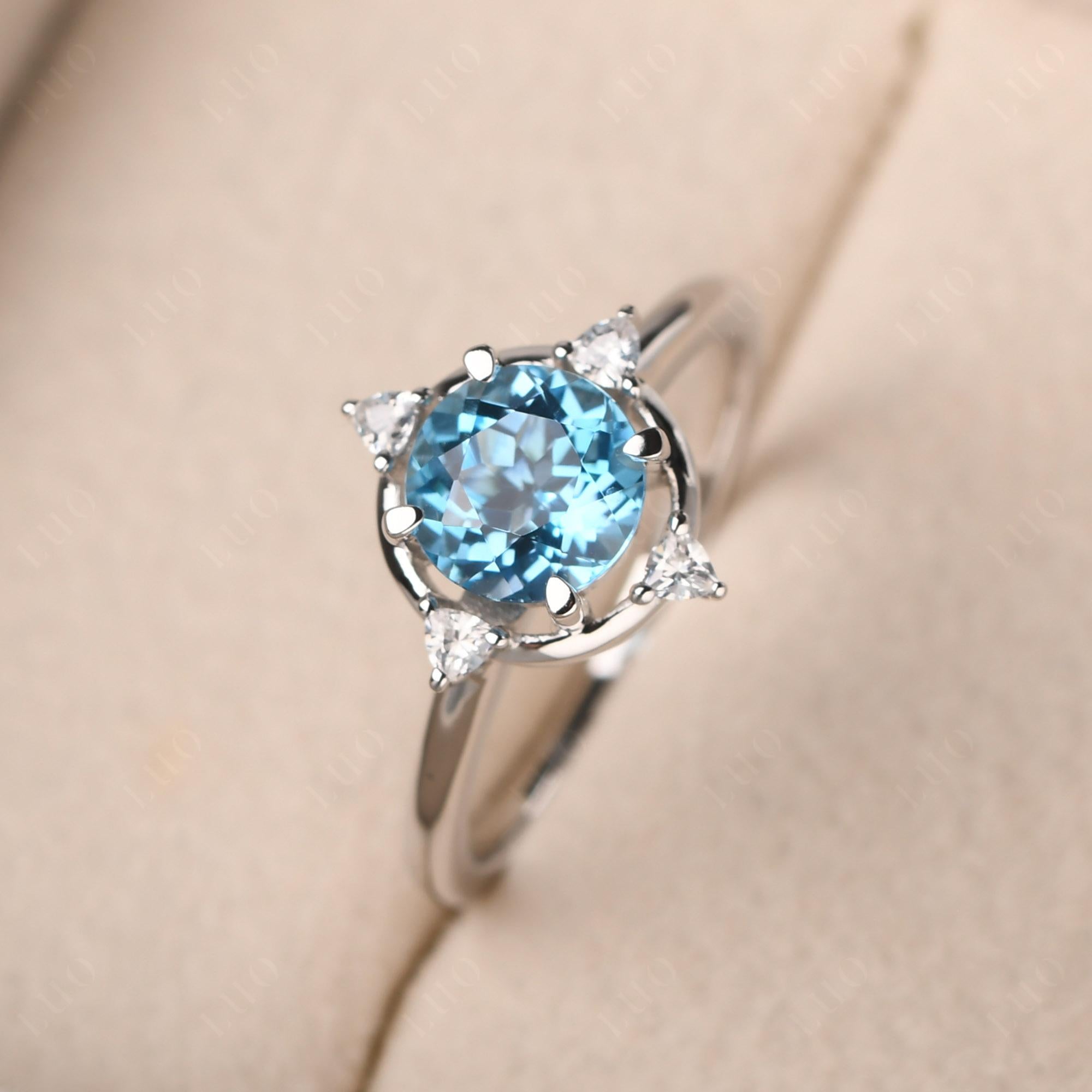 Swiss Blue Topaz North Star Engagement Ring - LUO Jewelry