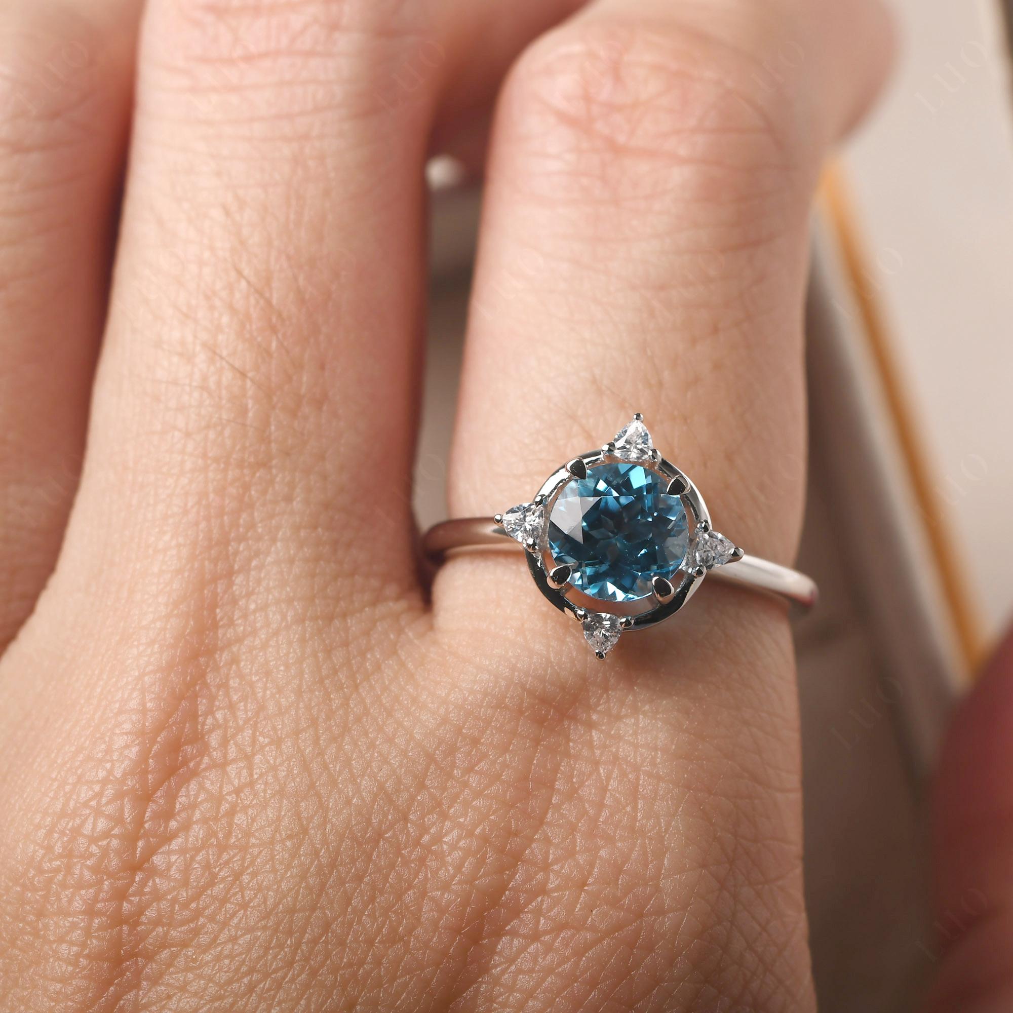 Swiss Blue Topaz North Star Engagement Ring - LUO Jewelry