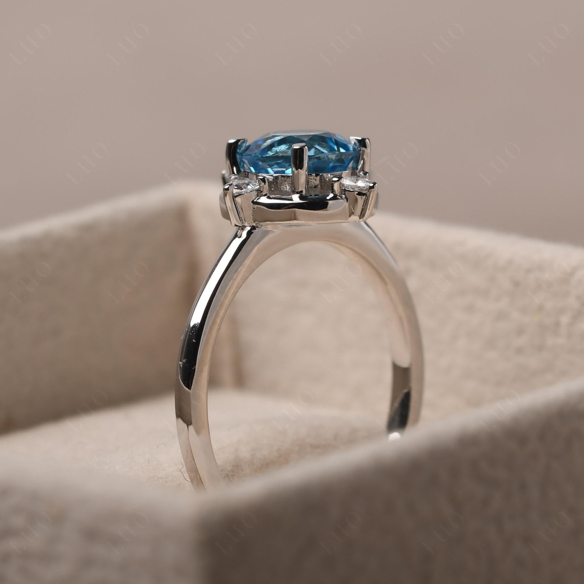 Swiss Blue Topaz North Star Engagement Ring - LUO Jewelry